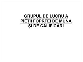 GRUPUL DE LUCRU A PIE ȚII FOPRȚEI DE MUNĂ ȘI DE CALIFICĂRI