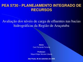 PEA 5730 - PLANEJAMENTO INTEGRADO DE RECURSOS