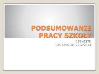 PODSUMOWANIE PRACY SZKOŁY