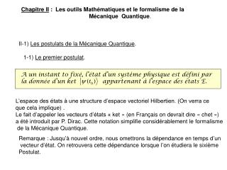 Chapitre II  : Les outils Mathématiques et le formalisme de la