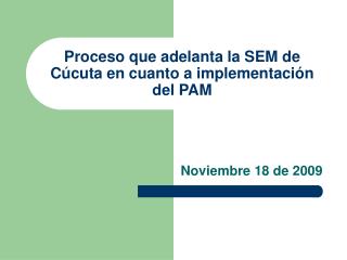 Proceso que adelanta la SEM de Cúcuta en cuanto a implementación del PAM