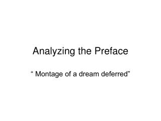Analyzing the Preface