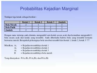 Probabilitas Kejadian Marginal