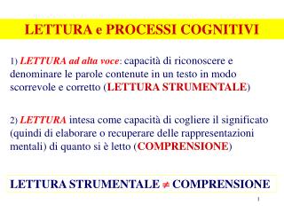 LETTURA e PROCESSI COGNITIVI