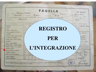 REGISTRO PER L’INTEGRAZIONE