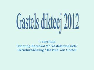 ’ t Veerhuis Stichting Karnaval ‘de Vastelaovedzotte’ Heemkundekring ‘Het land van Gastel’