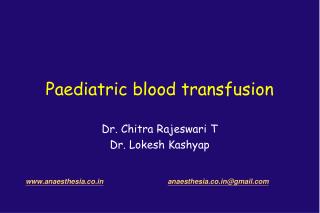 Paediatric blood transfusion