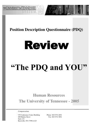 Position Description Questionnaire (PDQ) Review