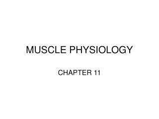 MUSCLE PHYSIOLOGY