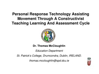 Dr. Thomas McCloughlin Education Department St. Patrick ’ s College, Drumcondra, Dublin, IRELAND.