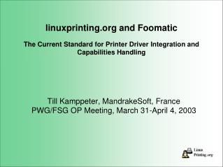 linuxprinting and Foomatic
