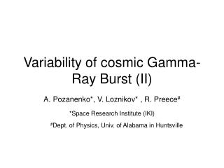 Variability of cosmic Gamma-Ray Burst (II)