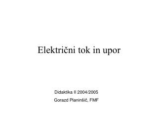 Električni tok in upor