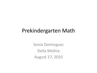 Prekindergarten Math