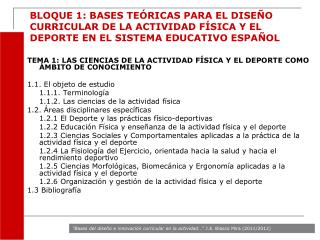 TEMA 1: LAS CIENCIAS DE LA ACTIVIDAD FÍSICA Y EL DEPORTE COMO ÁMBITO DE CONOCIMIENTO