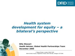 Health system development for equity – a bilateral’s perspective
