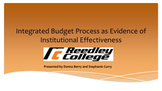 Integrated Budget Process as Evidence of Institutional Effectiveness