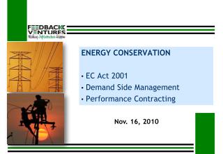 ENERGY CONSERVATION EC Act 2001 Demand Side Management Performance Contracting