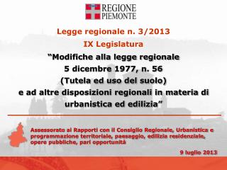 Legge regionale n. 3/2013 IX Legislatura