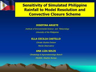 Sensitivity of Simulated Philippine Rainfall to Model Resolution and Convective Closure Scheme