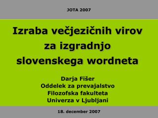 Izraba večjezičnih virov za izgradnjo slovenskega wordneta