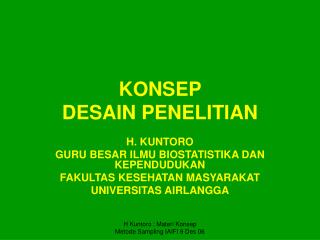 KONSEP DESAIN PENELITIAN