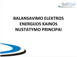 BALANSAVIMO ELEKTROS ENERGIJOS KAINOS NUSTATYMO PRINCIPAI