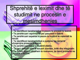 Shprehitë e leximit dhe të studimit ne procesin e mesimdhenies