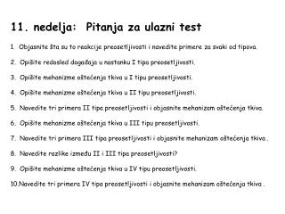 11. nedelja: Pitanja za ulazni test