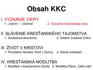 Obsah KKC