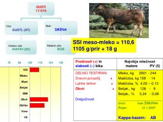 SSI meso-mleko = 110,6 1105 g/prir + 18 g