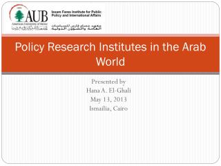 Policy Research Institutes in the Arab World