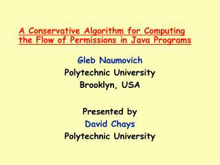 A Conservative Algorithm for Computing the Flow of Permissions in Java Programs