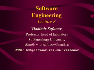 Software Engineering Lecture 8