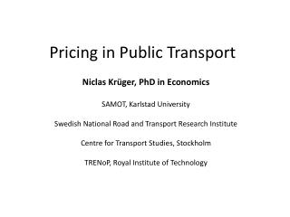 Pricing in Public Transport