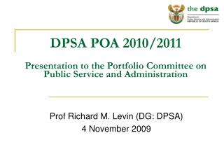 DPSA POA 2010/2011 Presentation to the Portfolio Committee on Public Service and Administration