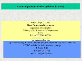 Status of plant protection activities in Nepal