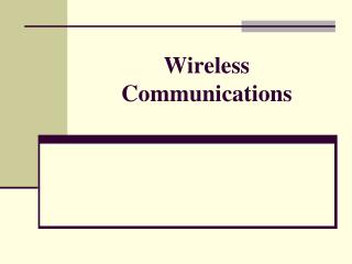 Wireless Communications