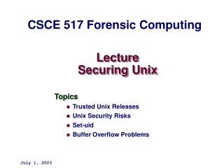 Lecture Securing Unix