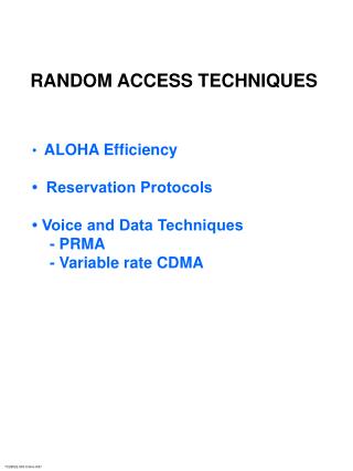 RANDOM ACCESS TECHNIQUES