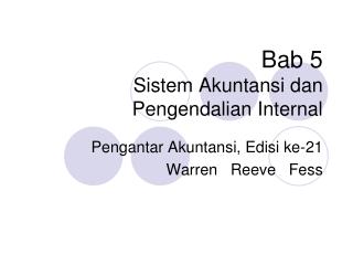 Bab 5 Sistem Akuntansi dan Pengendalian Internal