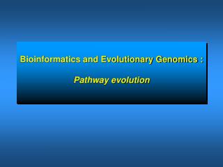Bioinformatics and Evolutionary Genomics : Pathway evolution