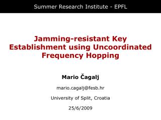 Summer Research Institute - EPFL