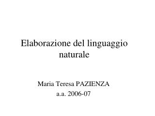 Elaborazione del linguaggio naturale