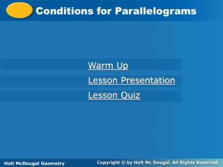 Conditions for Parallelograms