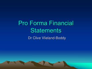 Pro Forma Financial Statements