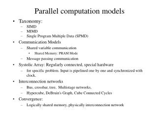 Parallel computation models