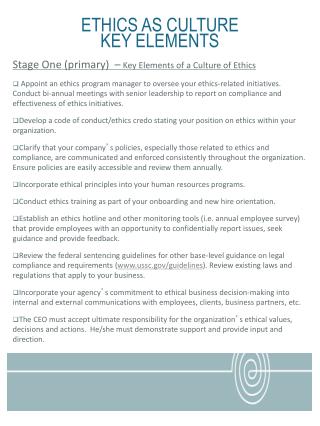 Ethics as Culture key elements