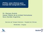RFVIIa: usos cl nicos para manejo del sangrado cr tico.