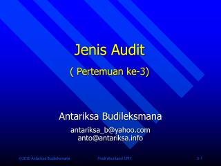 Jenis Audit ( Pertemuan ke-3)